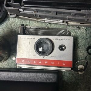 Polaroid Automatic 104 Camera - Red and Silver